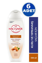 Hacı Şakir Arındırıcı Kuru Düz Saçlar İçin Badem Parabensiz Kremsiz Şampuan Unisex Şampuanı 6x500 ml