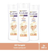Clear Kil Terapisi Kepek Karşıtı Düz Saçlar İçin Doğal Kil Kremsiz Şampuan Kadın Şampuanı 3x350 ml