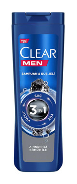 Clear Onarıcı Arındırıcı Düz Saçlar İçin Kömür Kremsiz Şampuan Erkek Şampuanı 350 ml