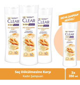 Clear Saç Dökülmesine Karşı Düz Saçlar İçin Kremsiz Şampuan Kadın Şampuanı 3x350 ml