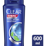 Clear Cool Sport Kepek Karşıtı Düz Saçlar İçin Mentollü Kremsiz Şampuan Erkek Şampuanı 600 ml