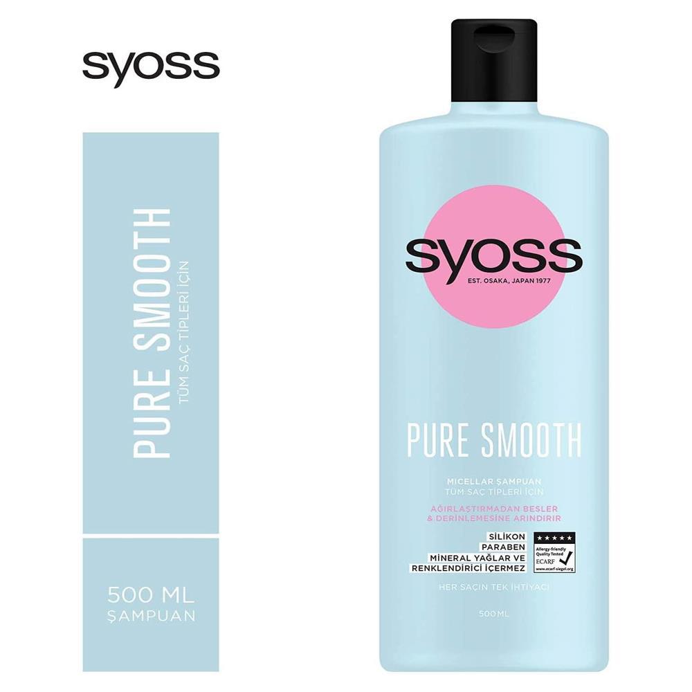 Syoss Pure Smooth Düz Saçlar İçin Kremsiz Şampuan Unisex Şampuanı 500 ml