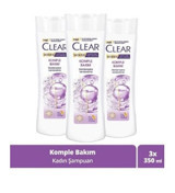Clear Kepek Karşıtı Düz Saçlar İçin Kremsiz Şampuan Kadın Şampuanı 3x350 ml