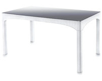 Omnipazar SY-2589 Kapalı Camlı Dikdörtgen Rattan Bahçe Masası Beyaz