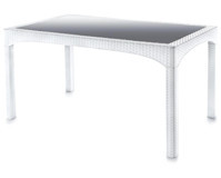 Omnipazar SY-2586 Beyaz Dikdörtgen Rattan Bahçe Masası