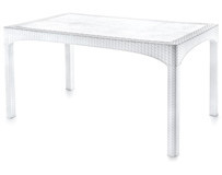 Omnipazar SY-2587 Dikdörtgen Rattan Bahçe Masası Beyaz