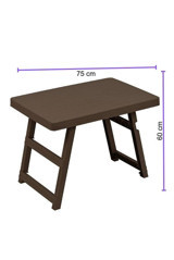 Bimbambom 70x50 cm Dikdörtgen Plastik Katlanır Kamp Masası Kahverengi