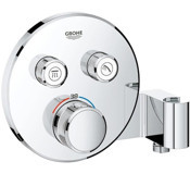 Grohe 29120000 Krom Kaplama Tekli Çevirmeli Dereceli Ankastre Kare Banyo Bataryası Krom