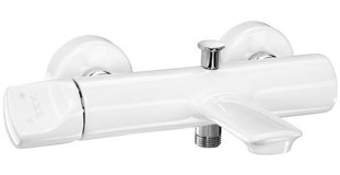 E.C.A Pirinç Çiftli Çevirmeli Solo Yuvarlak Banyo Bataryası Beyaz