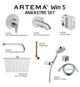 Artema WIN S Pirinç Çiftli Aç Kapa Banyo Bataryası Gri