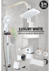 Tesitay Pirinç Çiftli Aç Kapa Banyo Bataryası Beyaz