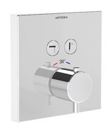 Artema A42746 Pirinç Çiftli Aç Kapa Ankastre Kare Banyo Bataryası Krom