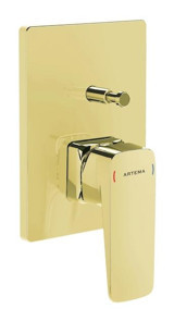 Artema A4275223 Zamak Çiftli Aç Kapa Ankastre Kare Banyo Bataryası Altın