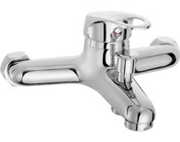 Aquamix Bakü Pirinç Çiftli Aç Kapa Solo Kare Banyo Bataryası Krom