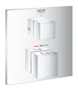 Grohe Grohtherm Krom Kaplama Tekli Aç Kapa Dereceli Yarı Ankastre Kare Banyo Bataryası Krom