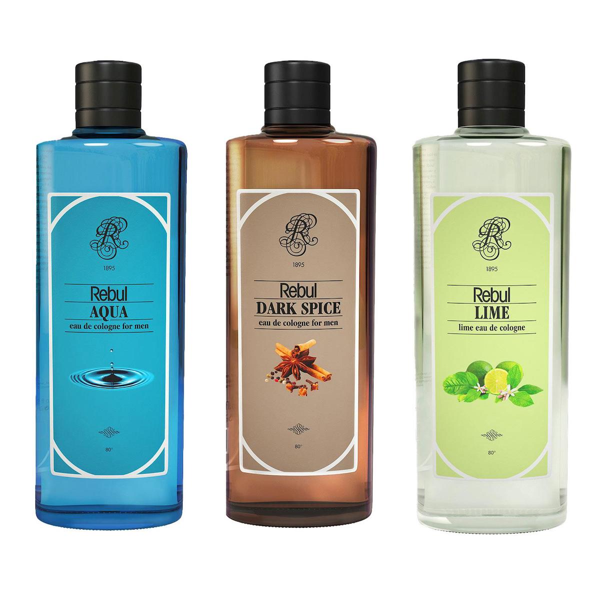 Rebul Aqua-Dark Spice-Lime Cam Kolonya 3x250 ml