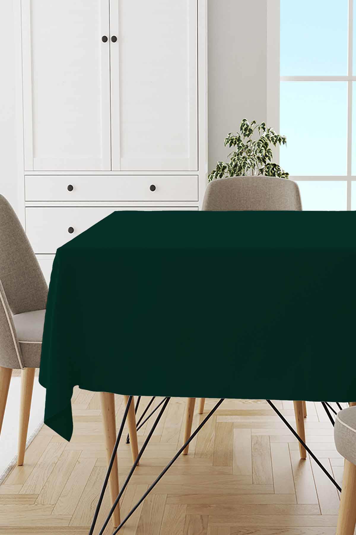 Viva Home Leke Tutmaz Tay Tüyü 140x260 cm Dikdörtgen Masa Örtüsü Zümrüt Yeşili