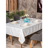 Cotton Box Jakarlı Polyester 155x160 cm Dikdörtgen Masa Örtüsü Beyaz