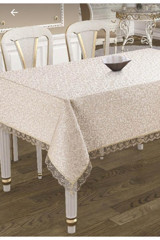 Firuze Dertsiz Polyester 160x220 cm Dikdörtgen Masa Örtüsü Kahverengi