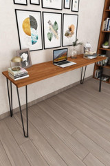 Woodesk CPT4619 75x50x180 cm Masif Gövdeli Metal Ayaklı Ceviz Çalışma Masası