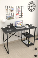 Bofigo Kitaplıklı 75x60x120 cm Metal-Yonga Levha Gövdeli Antrasit Çalışma Masası