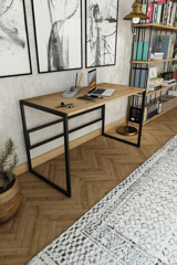 Woodesk Cpt4614 75x60x120 cm Masif Gövdeli Metal Ayaklı Ceviz Çalışma Masası