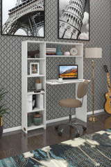 Kenzlife Kitaplıklı 140x20x100 cm Suntalam Gövdeli Beyaz Çalışma Masası