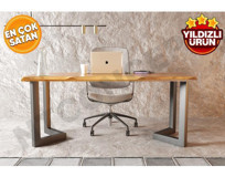 NTConcept Onvo 76x75x100 cm Ahşap Gövdeli Metal Ayaklı Kahverengi Çalışma Masası