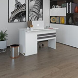 Kenzlife Kitaplıklı 75x80x130 cm Suntalam Gövdeli Beyaz Çalışma Masası