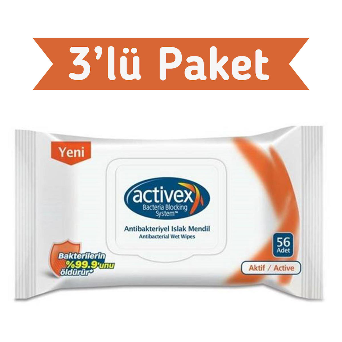 Activex Antibakteriyel 168 Yaprak 3'lü Islak Mendil