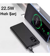 Heaven House PWK151 10000 mAh Hızlı Şarj Dijital Göstergeli USB Type C Çoklu Bağlantı Kablolu Powerbank Siyah