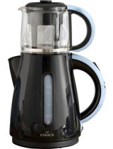 Karaca 1501 Cam Demlikli 1500 W Plastik Gövdeli Siyah Vintage Çay Makinesi