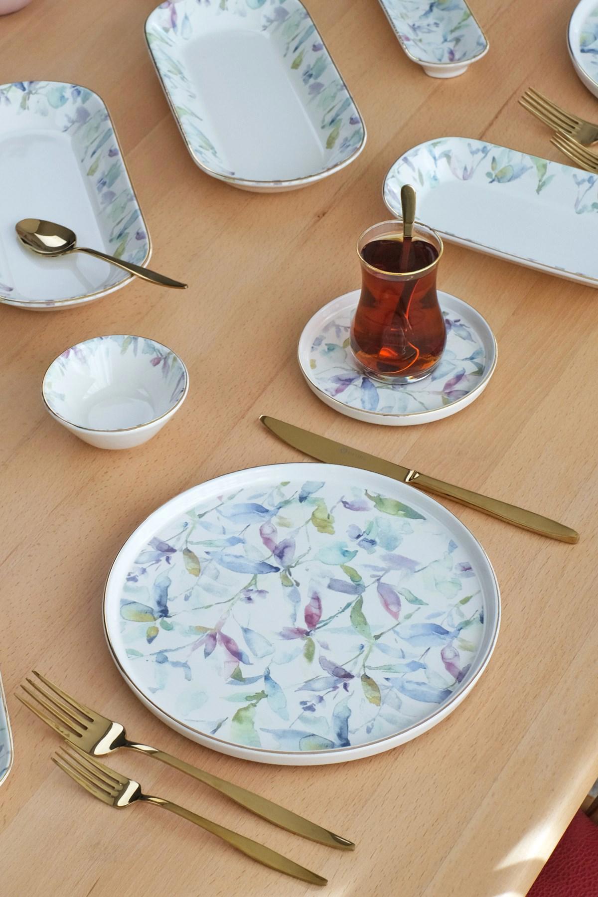 Glore Harmony 41 Parça 6 Kişilik Çok Renkli Desenli Seramik Kahvaltı Takımı