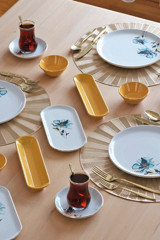 Glore Flower 32 Parça 6 Kişilik Beyaz Desenli Seramik Kahvaltı Takımı