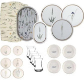 Porland Botanical 27 Parça 6 Kişilik Beyaz-Siyah Desenli Porselen Kahvaltı Takımı