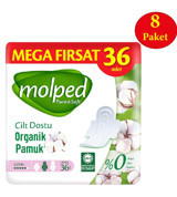 Molped Pure&Soft Organik Antialerjik İnce 36'lı Hijyenik Ped 8 Adet