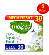 Molped Pure&Soft Organik Antialerjik Ultra İnce 30'lu Hijyenik Ped 8 Adet