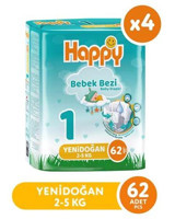 Happy Yenidoğan 1 Numara Bantlı Bebek Bezi 4x62'li