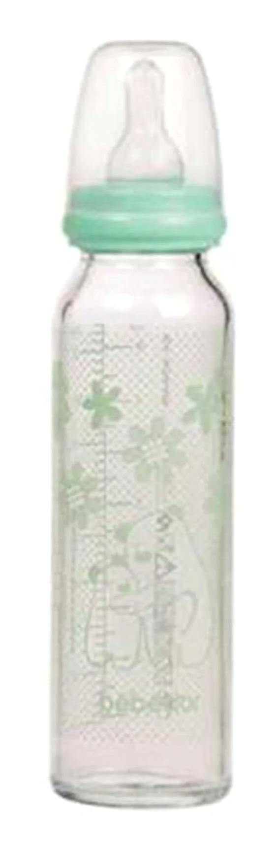 Bebedor Cam Yavaş Akışlı 3-6 Ay Desenli Mavi Biberon 250 ml