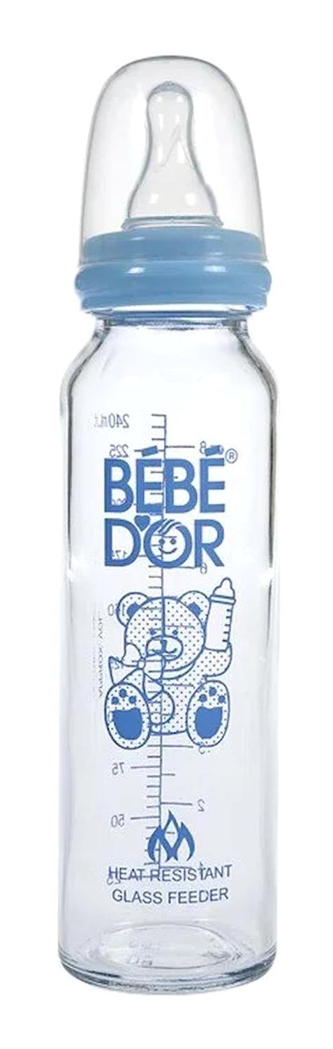 Bebedor Cam Gaz Yapmayan Antikolik Yenidoğan Yavaş Akışlı 3+ Ay Desenli Mavi Biberon 240 ml