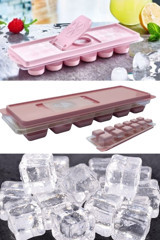 Utelips Plastik Kapaklı Pembe Kare Buz Kalıbı