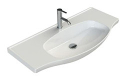 Lena Klasik Tekli 80 cm Seramik Tezgah Üstü Asimetrik Lavabo Beyaz
