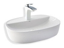 Lena E-2111 Klasik Tekli 50 cm Porselen Tezgah Üstü Asimetrik Lavabo Beyaz