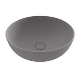 Bocchi Slim Line Klasik Tekli 38 cm Seramik Tezgah Üstü Yuvarlak Lavabo Mat Gri