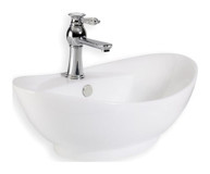 Lena E-5080 Klasik Tekli 390 cm Porselen Tezgah Üstü Oval Lavabo Beyaz