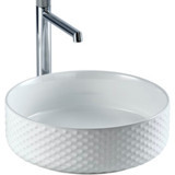Lena EY-4703 Klasik Tekli 40 cm Mermer Tezgah Üstü Oval Lavabo Beyaz