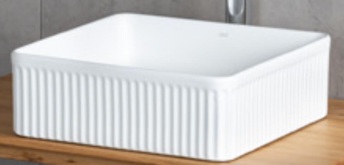 Lena E-W1003MB Klasik Tekli Tezgah Üstü Kare Lavabo Beyaz