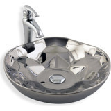Lena E-5006G Klasik Tekli 135 cm Porselen Tezgah Üstü Oval Lavabo Silver