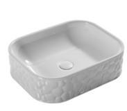 Lena EY-4709 Klasik Tekli Porselen Tezgah Üstü Dikdörtgen Lavabo Beyaz