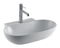 Lena E-4012 Klasik Tekli 55 cm Porselen Tezgah Üstü Oval Lavabo Beyaz